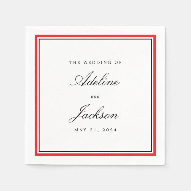 Serviette En Papier Bordure rouge et noire Classique Mariage tradition (Devant)