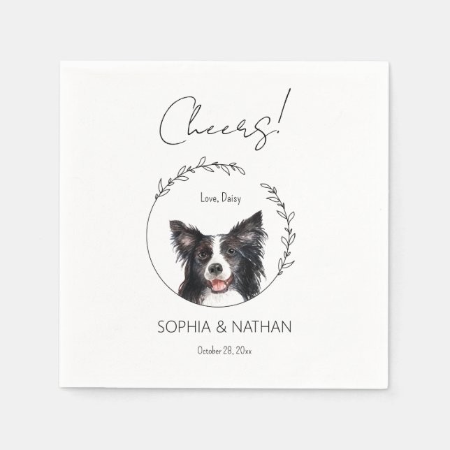 Serviette En Papier Bordure simple Collie Chien Mariage Cocktail Napki (Devant)