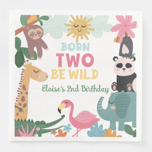 Serviette En Papier Born Two Be Wild Pink  (Devant)