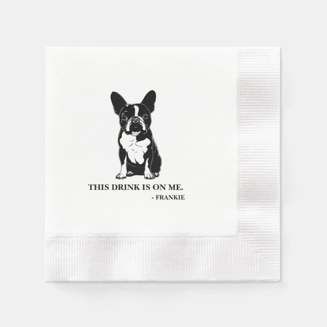 Serviette En Papier Boston Terrier Cocktail Napkin (Devant)