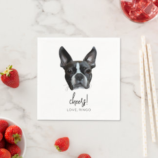 Serviette En Papier Boston Terrier Custom Chien Mariage Cocktail Napki