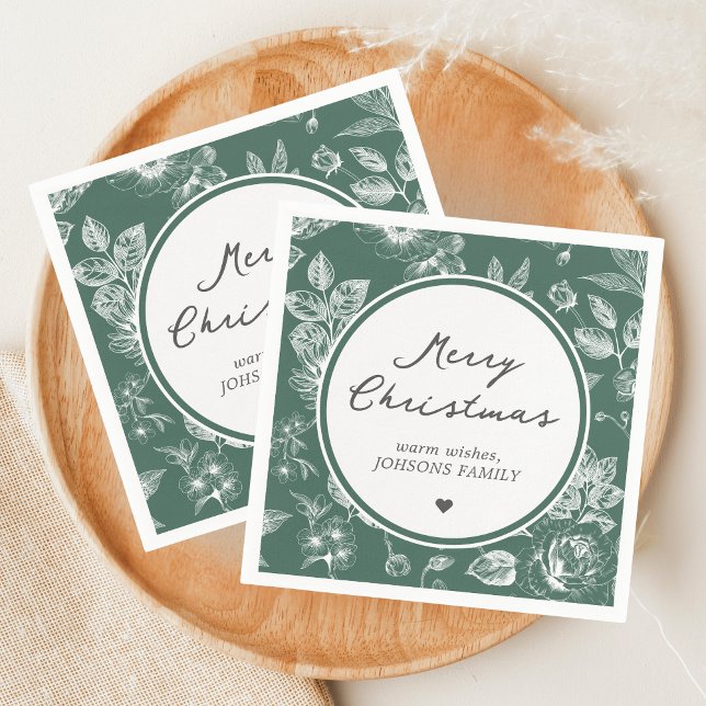 Serviette En Papier Botanical Christmas (Christmas Family Holiday Napkin)