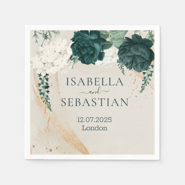 Serviette En Papier Botanical Greenery Rose Wedding (Devant)