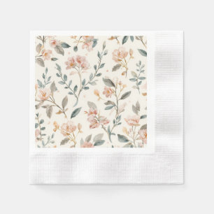 Serviette En Papier Botanique Aquarelle Fleur Sauvage Douce Sauge Neut