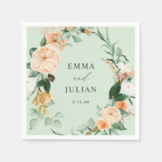 Serviette En Papier Botanique Boho Green Sage Mariage personnalisé