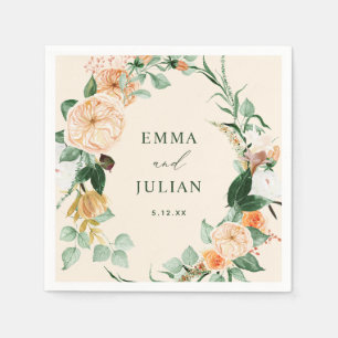 Serviette En Papier Botanique Boho - Pêche de verdure Mariage personna