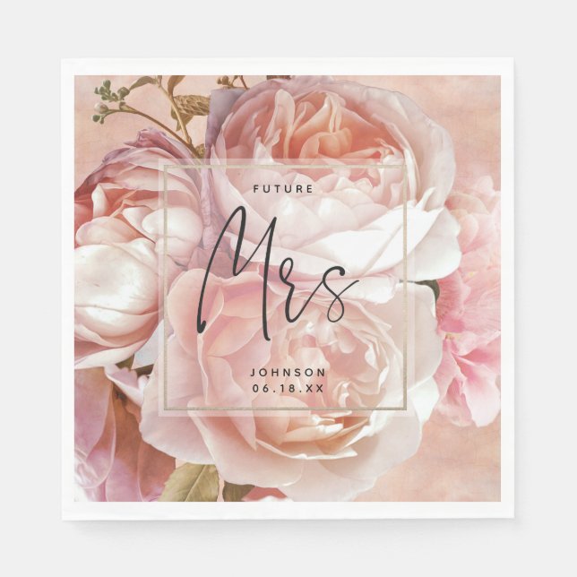 Serviette En Papier BOTANIQUE FLORALE | Future Mme Bachelorette (Devant)