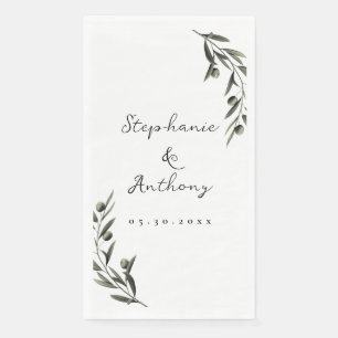 Serviette En Papier Botanique Olive Branch Feuille Mariage italien