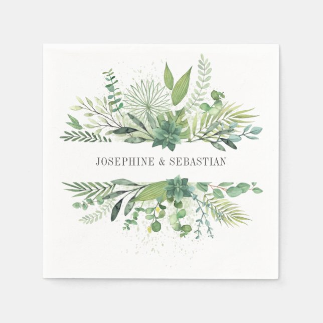 Serviette En Papier Botanique sauvage | Mariage personnalisé (Devant)