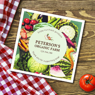 Serviette En Papier Botanique Vintage Légumes Étiquette fermier local