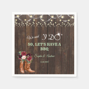 Serviette En Papier Botte Florale Burgundy Après J'AI FAIT BBQ