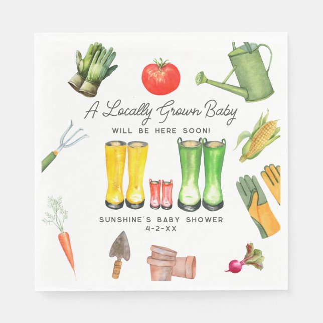 Serviette En Papier Botte rouge cultivée localement Baby shower végéta (Devant)