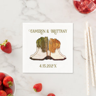 Serviette En Papier Bottes Cowboy illustrées Mariage serviettes