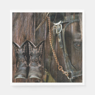 Serviette En Papier Bottes De Cheval Et De Cow-boy De Style Occidental