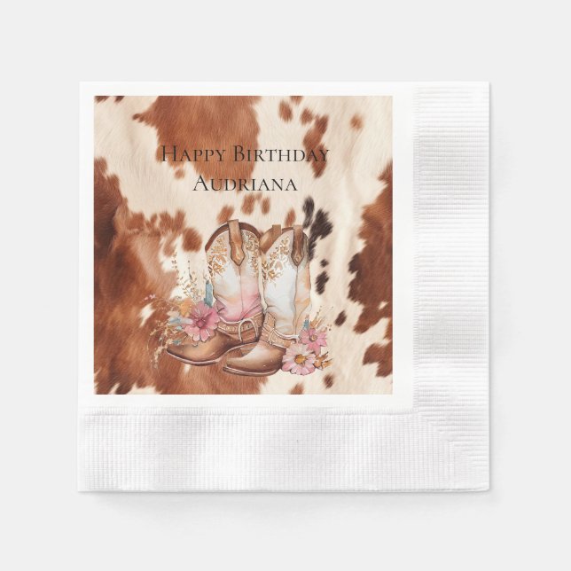 Serviette En Papier Bottes de cowgirl Brown occidentales (Devant)