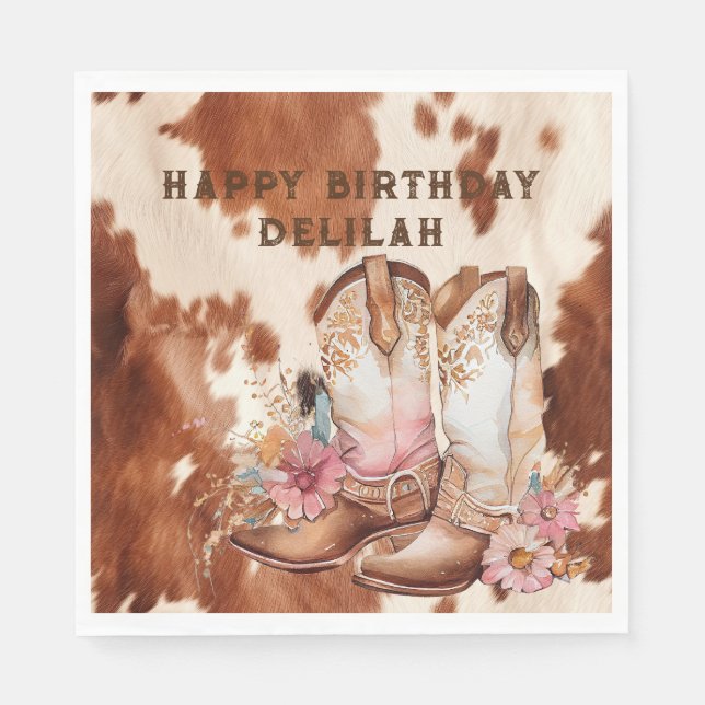 Serviette En Papier Bottes de cowgirl Brown occidentales (Devant)