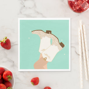 Serviette En Papier Bottes de cowgirl féminines modernes couleur menth