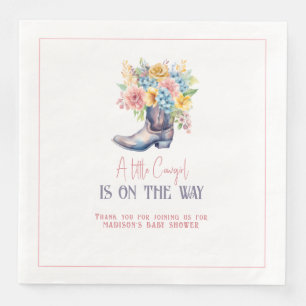 Serviette En Papier Bottes de cowgirl rose Fleurs personnalisées Baie 