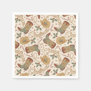 Serviette En Papier Bottes de Noël de l'Ouest et Motif Casquette