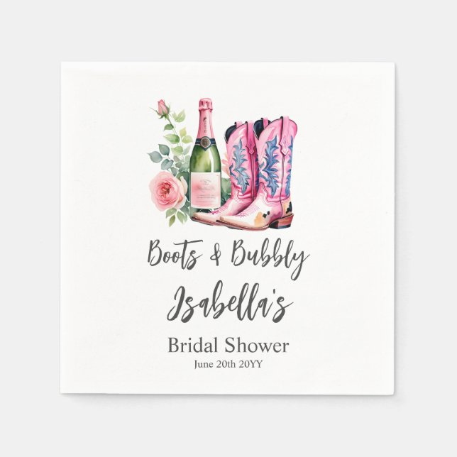 Serviette En Papier Bottes et Fête des mariées rose mousseuse (Devant)