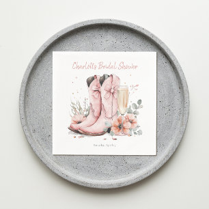 Serviette En Papier Bottes roses et Fête des mariées en verre de champ