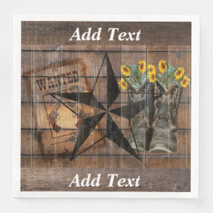 Serviette En Papier Bottes Russe Texas Star Western Pistol Cowboy