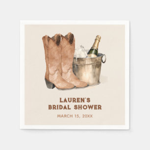 Serviette En Papier Bottes Western Cowboy et Fête des mariées Bubbly