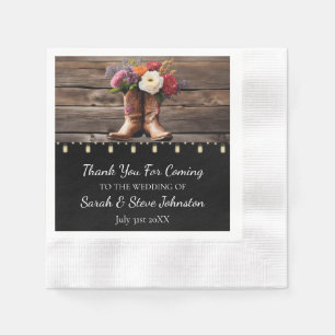 Serviette En Papier Bottes Western Cowboy Floral Elegant Mason Jar
