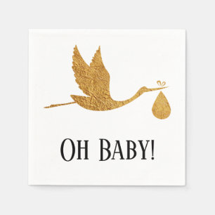 Serviette En Papier Bouche en or Faux simple avec douche "Oh Baby"