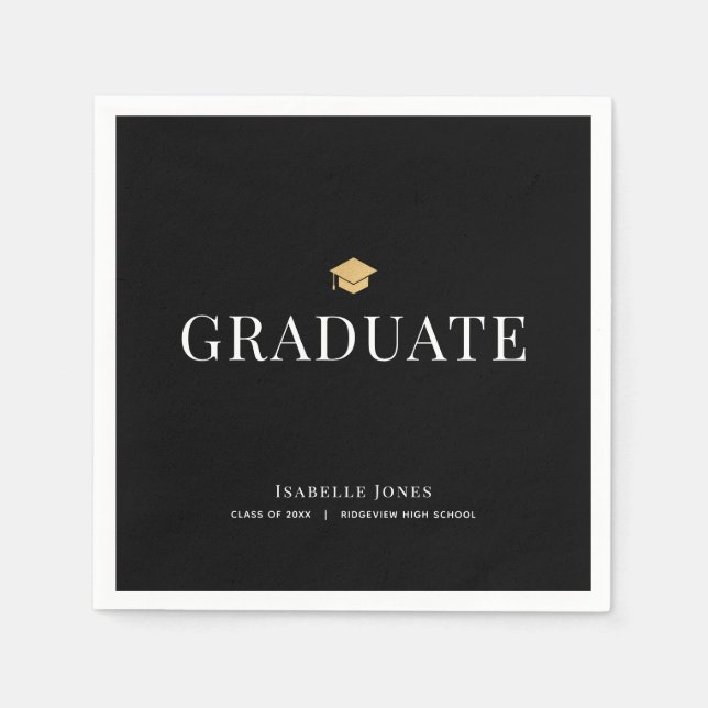 Serviette En Papier Bouchon de diplôme d'or Papier de diplôme noir (Devant)