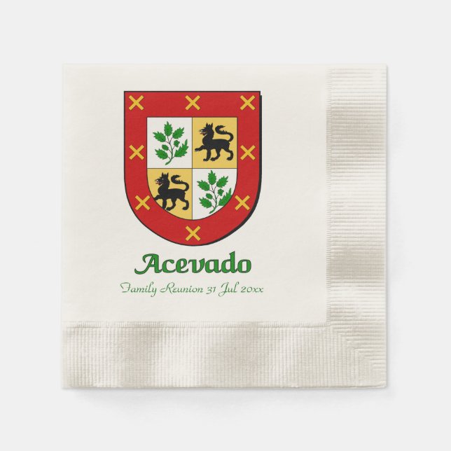 Serviette En Papier Bouclier de la famille Acevado (Devant)