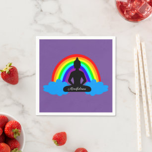 Serviette En Papier Bouddha Arc-en-ciel & Mindfult Yoga /méditation