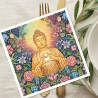 Bouddha, Cœur de lumière, Fête, Floral, Vintage