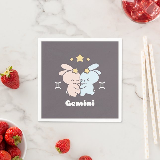 Serviette En Papier Bouddles Gemini Bunnies - Harmonie Zodiac (En situation)