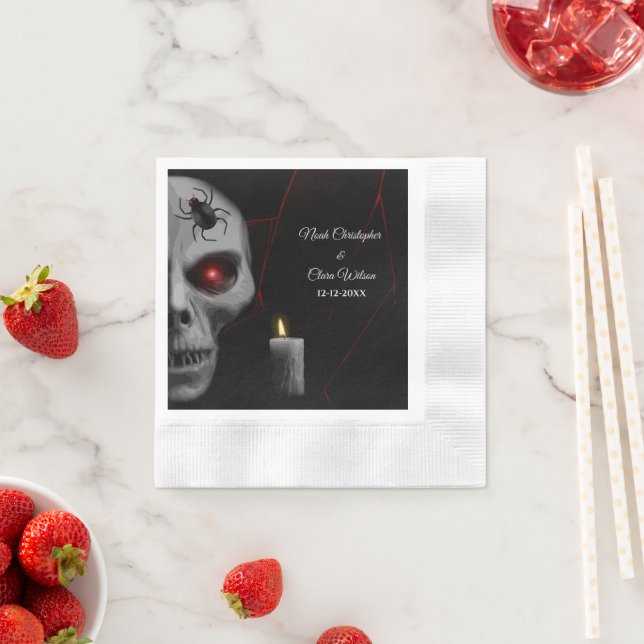 Serviette En Papier Bougie d'araignée gothique - Halloween Moody foncé (En situation)