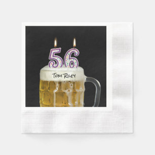 Serviette En Papier Bougies à 56e anniversaire en bière