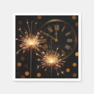 Serviette En Papier Bougies du Nouvel An sur une horloge de minuit