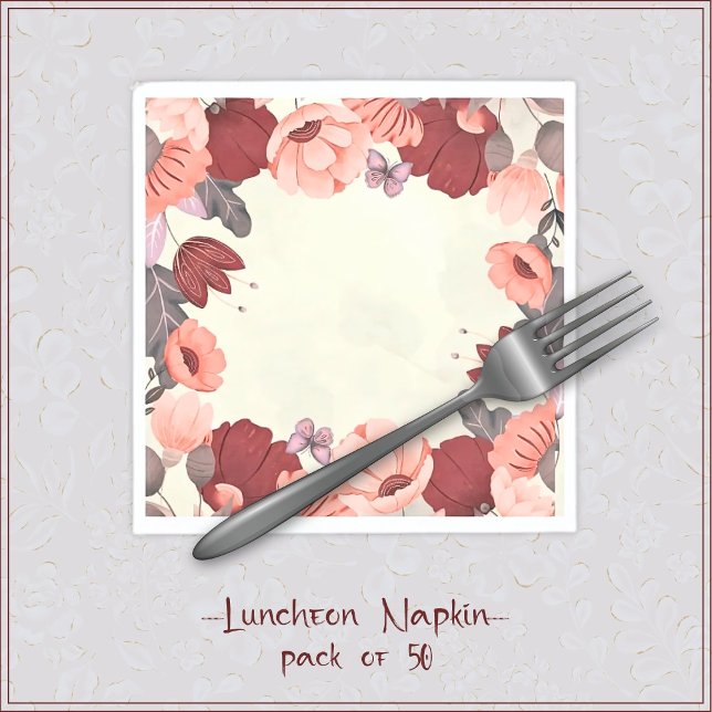 Serviette En Papier Bouho doux art populaire papillon fleuri (Créateur téléchargé)