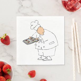 Serviette En Papier Boulanger Patissier de Dessin Animé Drôle avec Pla