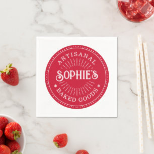 Serviette En Papier Boulangerie Baker Logo rouge