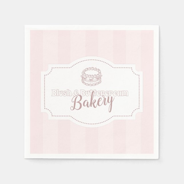Serviette En Papier Boulangerie de gâteaux rose Pastel personnalisée (Devant)