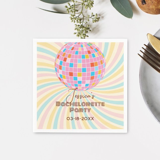 Serviette En Papier Boule à facettes disco rose fête d'enterrement de  (Créateur téléchargé)