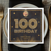 Boule de disco Or Noir Rétro Fête des 100 ans