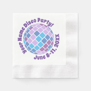 Serviette En Papier Boule de disco violet rétro PERSONALISÉE