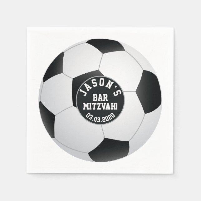 Serviette En Papier Boule de football personnalisé Bar Mitzvah (Devant)