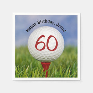 Serviette En Papier Boule de golf en tee pour 60e anniversaire