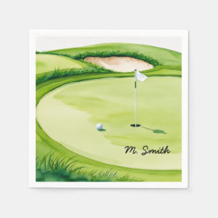 Serviette En Papier Boule de golf sur mettre vert avec votre nom