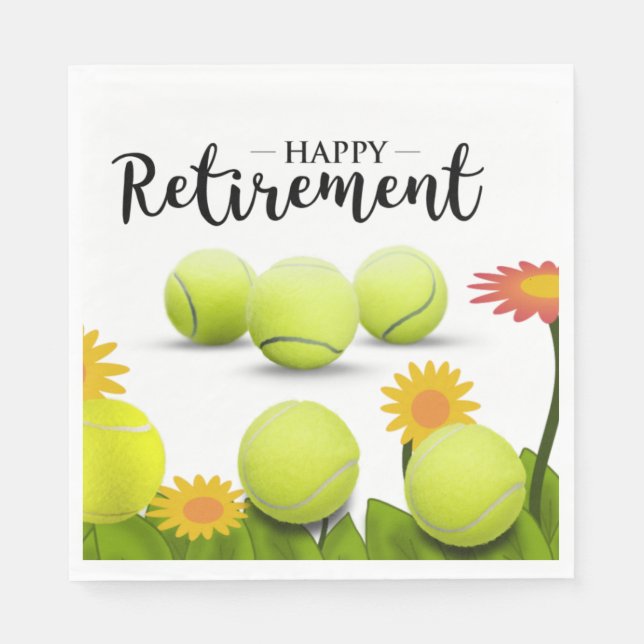 Serviette En Papier Boule de tennis avec fleur pour joueur Retraite (Devant)