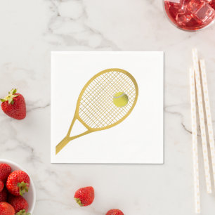 Serviette En Papier Boule de tennis moderne Gold & White