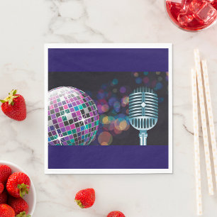 Serviette En Papier Boule disco rétro et microphone vintage
